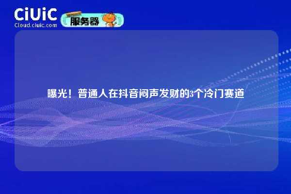 曝光！普通人在抖音闷声发财的3个冷门赛道