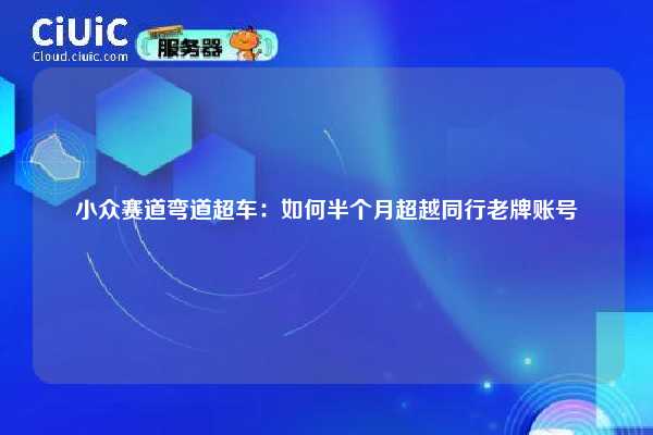 小众赛道弯道超车：如何半个月超越同行老牌账号