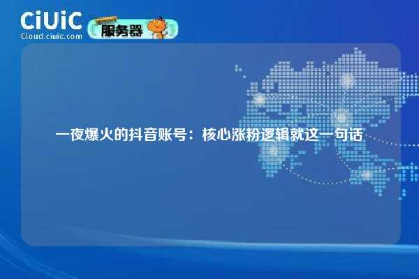 一夜爆火的抖音账号：核心涨粉逻辑就这一句话