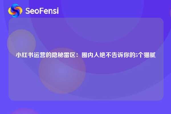 小红书运营的隐秘雷区：圈内人绝不告诉你的5个猫腻