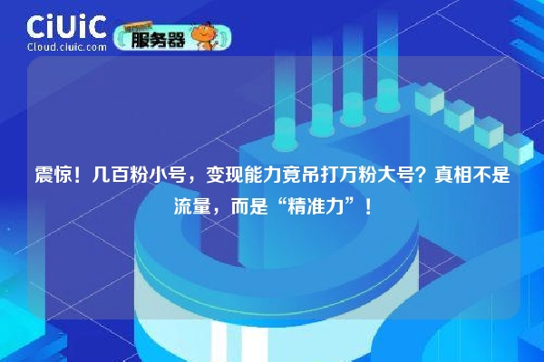 震惊！几百粉小号，变现能力竟吊打万粉大号？真相不是流量，而是“精准力”！